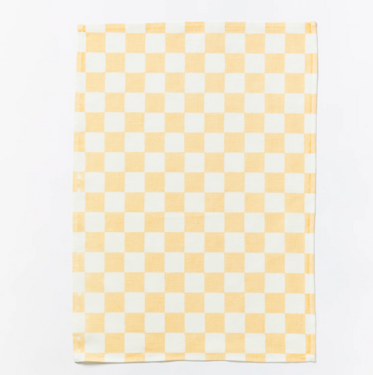 Small Checkers Peach Tea Towel